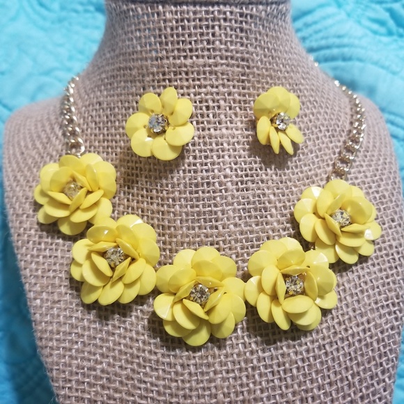Carole Jewelry - CAROLE Yellow Rose Earring and Necklace